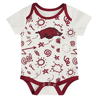 Newborn & Infant Outerstuff Arkansas Razorbacks Three-Pack All Day Play Bodysuit Set