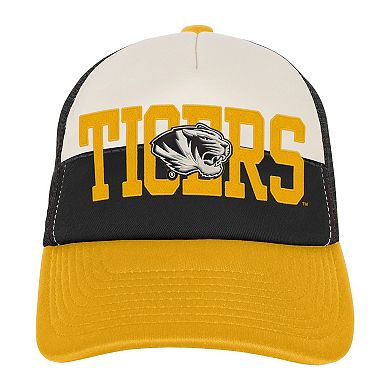 Youth Outerstuff Black/Cream Missouri Tigers Modern Fan Trucker Adjustable Hat