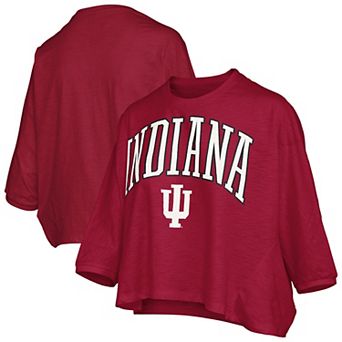Women's Pressbox Crimson Indiana Hoosiers Midi Arch Over Logo Oversized T-Shirt