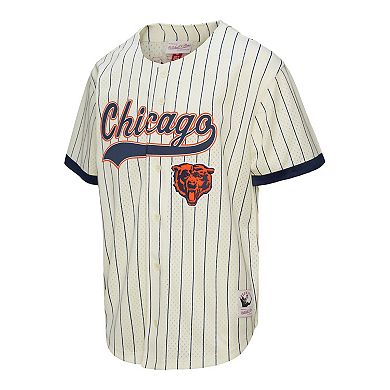 Men's Mitchell & Ness Walter Payton Cream Chicago Bears Name & Number Mesh Button-Up Baseball Jersey