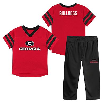 Youth Outerstuff Red Georgia Bulldogs Red Zone Two-Piece V-Neck Top and Pants Set
