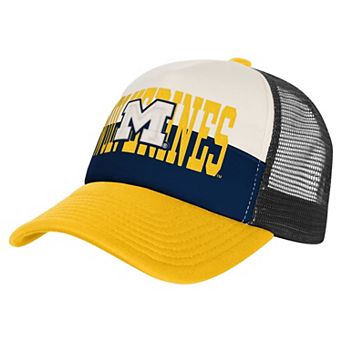 Men's Outerstuff Navy/Cream Michigan Wolverines Modern Fan Trucker Adjustable Hat