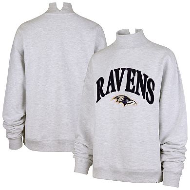 Women's '47 Heather Gray Baltimore Ravens Vantage Mock Neck Pullover Sweatshirt