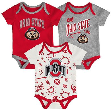 Newborn & Infant Outerstuff Ohio State Buckeyes Three-Pack All Day Play Bodysuit Set