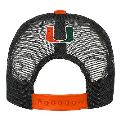 Youth Outerstuff Green/Cream Miami Hurricanes Modern Fan Trucker Adjustable Hat