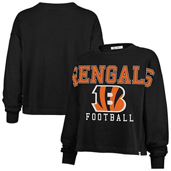 Women's '47 Black Cincinnati Bengals Outreach City Oversized Long Sleeve T-Shirt
