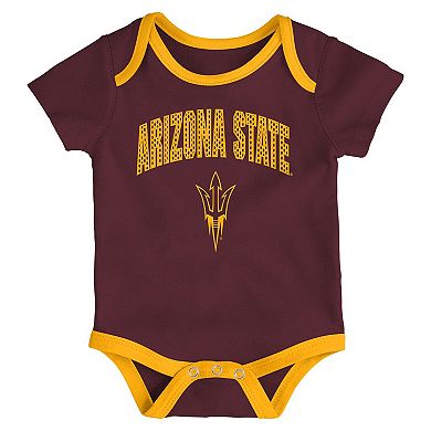 Newborn & Infant Outerstuff Arizona State Sun Devils Three-Pack All Day Play Bodysuit Set