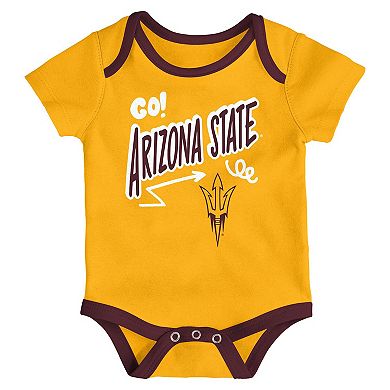 Newborn & Infant Outerstuff Arizona State Sun Devils Three-Pack All Day Play Bodysuit Set