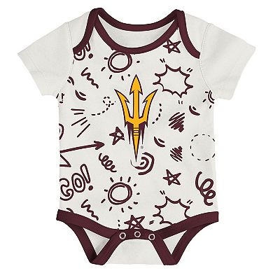 Newborn & Infant Outerstuff Arizona State Sun Devils Three-Pack All Day Play Bodysuit Set