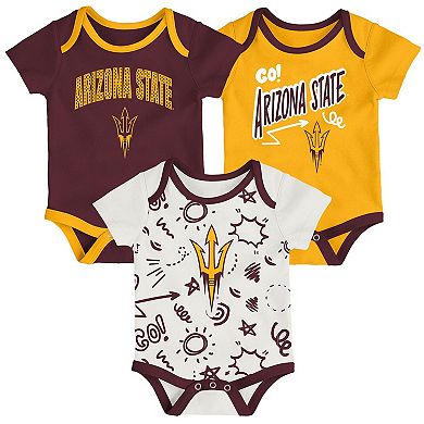 Newborn & Infant Outerstuff Arizona State Sun Devils Three-Pack All Day Play Bodysuit Set