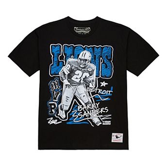 Men's Mitchell & Ness Barry Sanders Black Detroit Lions Chalked Up Player Graphic T-Shirt
