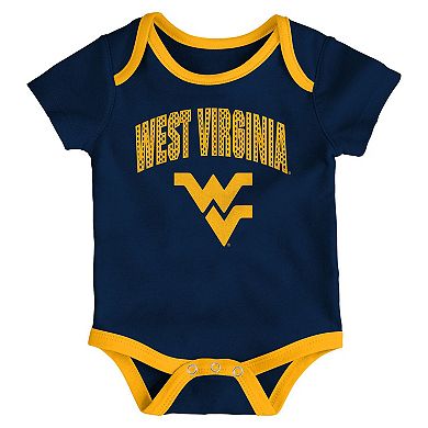 Newborn & Infant Outerstuff West Virginia Mountaineers Three-Pack All Day Play Bodysuit Set