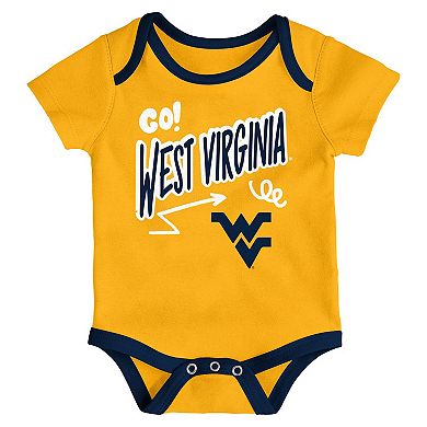 Newborn & Infant Outerstuff West Virginia Mountaineers Three-Pack All Day Play Bodysuit Set