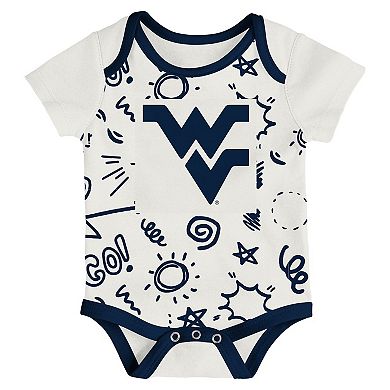Newborn & Infant Outerstuff West Virginia Mountaineers Three-Pack All Day Play Bodysuit Set