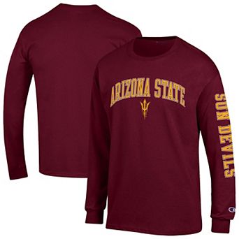 Men's Champion Maroon Arizona State Sun Devils Arch Over Logo 2-Hit Long Sleeve T-Shirt