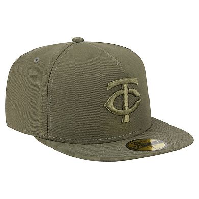 Men's New Era Olive Minnesota Twins Color Pack A-Frame 59FIFTY Fitted Hat