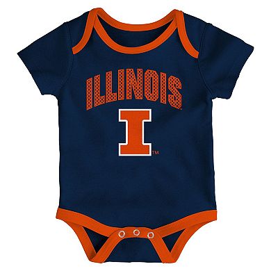 Newborn & Infant Outerstuff Illinois Fighting Illini Three-Pack All Day Play Bodysuit Set