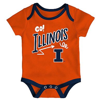 Newborn & Infant Outerstuff Illinois Fighting Illini Three-Pack All Day Play Bodysuit Set