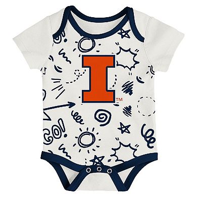 Newborn & Infant Outerstuff Illinois Fighting Illini Three-Pack All Day Play Bodysuit Set