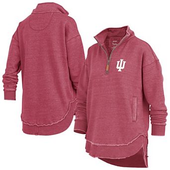 Women's Pressbox Crimson Indiana Hoosiers Northfork Sojourn Poncho Quarter-Zip Sweatshirt