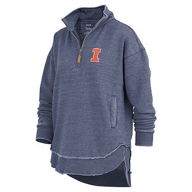 Women's Pressbox Navy Illinois Fighting Illini Northfork Sojourn Poncho Quarter-Zip Sweatshirt