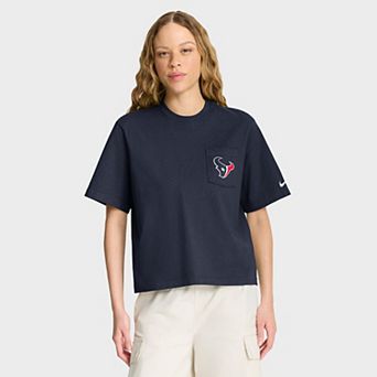 Women's Nike Navy Houston Texans Rewind Pocket Boxy T-Shirt