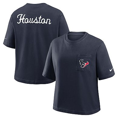 Women's Nike Navy Houston Texans Rewind Pocket Boxy T-Shirt