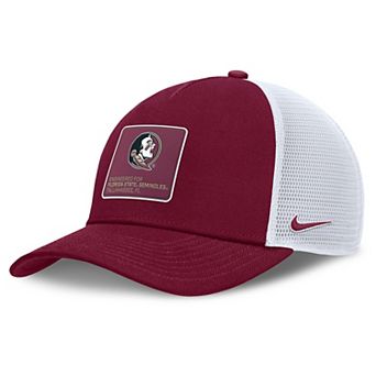 Men's Nike Garnet/White Florida State Seminoles 2025 On-Field Rise Engineered Trucker Adjustable Hat
