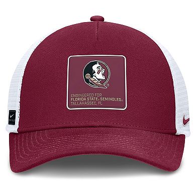 Men's Nike Garnet/White Florida State Seminoles 2025 On-Field Rise Engineered Trucker Adjustable Hat