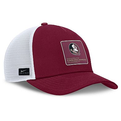 Men's Nike Garnet/White Florida State Seminoles 2025 On-Field Rise Engineered Trucker Adjustable Hat