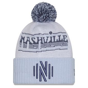 Men's New Era White Nashville SC 2025 Jersey Hook Cuffed Knit Hat With Pom