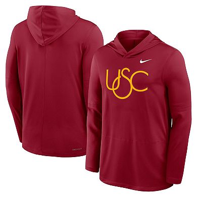 Men's Nike Cardinal USC Trojans 2025 Sideline Dri-FIT Long Sleeve Hoodie T-Shirt
