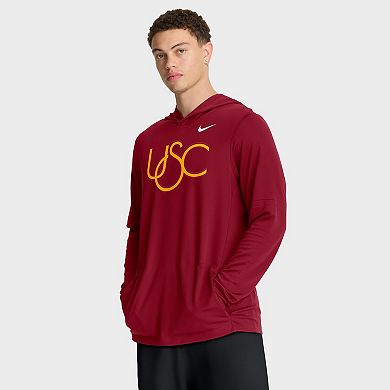 Men's Nike Cardinal USC Trojans 2025 Sideline Dri-FIT Long Sleeve Hoodie T-Shirt
