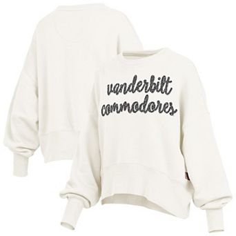 Women's Pressbox Cream Vanderbilt Commodores Oversized Chelsea Waist Length Pullover Sweatshirt