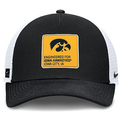 Men's Nike Black/White Iowa Hawkeyes 2025 On-Field Rise Engineered Trucker Adjustable Hat