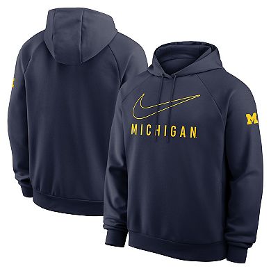 Men's Nike Navy Michigan Wolverines Premium Raglan Performance Pullover Hoodie