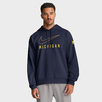 Men's Nike Navy Michigan Wolverines Premium Raglan Performance Pullover Hoodie