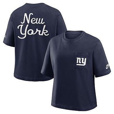 Women's Nike Royal New York Giants Rewind Pocket Boxy T-Shirt
