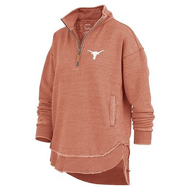 Women's Pressbox Burnt Orange Texas Longhorns Northfork Sojourn Poncho Quarter-Zip Sweatshirt