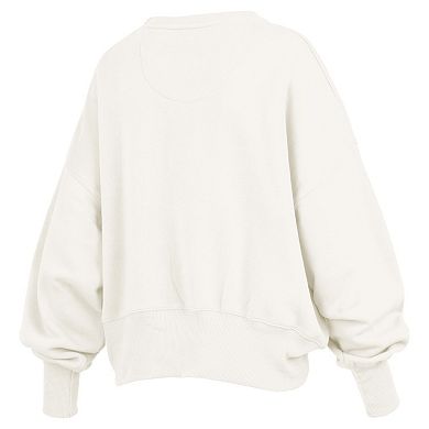 Women's Pressbox Cream Army Black Knights Oversized Chelsea Waist Length Pullover Sweatshirt