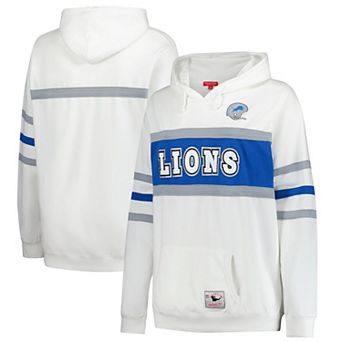 Women's Mitchell & Ness White Detroit Lions Plus Size Head Coach Throwback Pullover Hoodie
