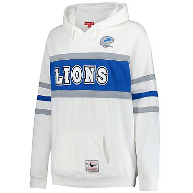 Women's Mitchell & Ness White Detroit Lions Plus Size Head Coach Throwback Pullover Hoodie