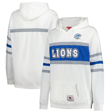 Women's Mitchell & Ness White Detroit Lions Plus Size Head Coach Throwback Pullover Hoodie