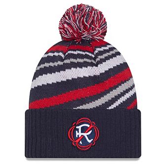 Men's New Era Navy New England Revolution 2025 Jersey Hook Cuffed Knit Hat With Pom