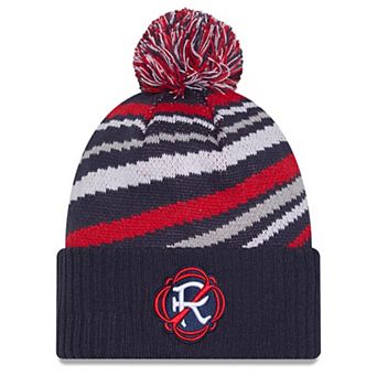 Men's New Era Navy New England Revolution 2025 Jersey Hook Cuffed Knit Hat With Pom