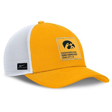 Men's Nike Gold/White Iowa Hawkeyes 2025 On-Field Rise Engineered Trucker Adjustable Hat