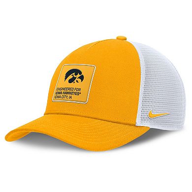 Men's Nike Gold/White Iowa Hawkeyes 2025 On-Field Rise Engineered Trucker Adjustable Hat