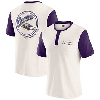 Men's Darius Rucker Collection by Fanatics Cream Baltimore Ravens Henley Colorblock Slub Pocket T-Shirt