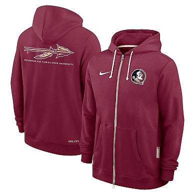 Men's Nike Garnet Florida State Seminoles 2025 Sideline Standard Issue Dri-FIT Full-Zip Hoodie