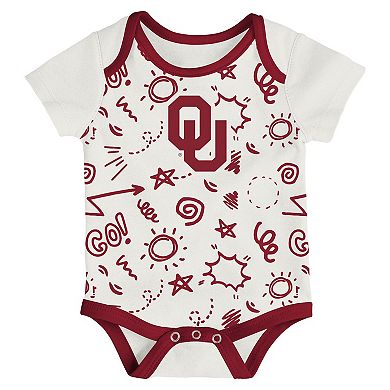 Newborn & Infant Outerstuff Oklahoma Sooners Three-Pack All Day Play Bodysuit Set